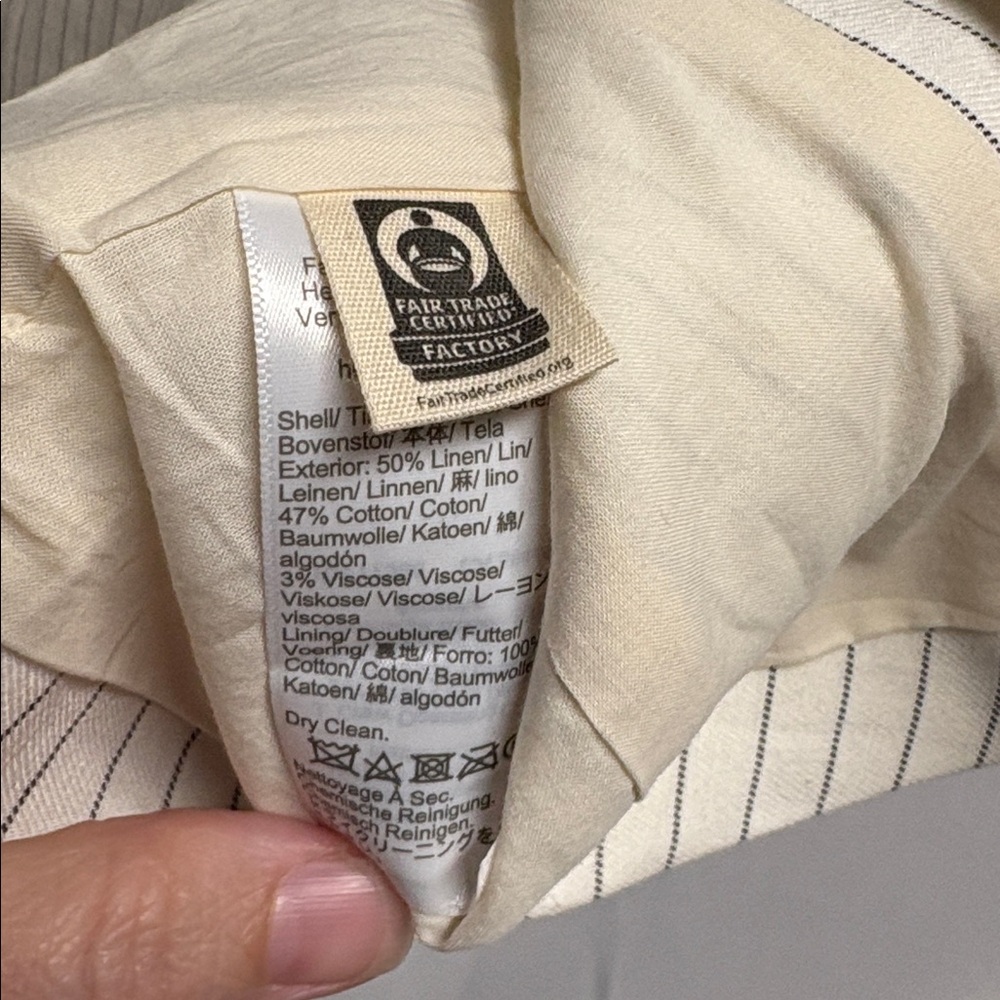 Madewell Cutaway Vest in Pinstripe Linen Blend Cream/Black Size 2 - Picture 6 of 7